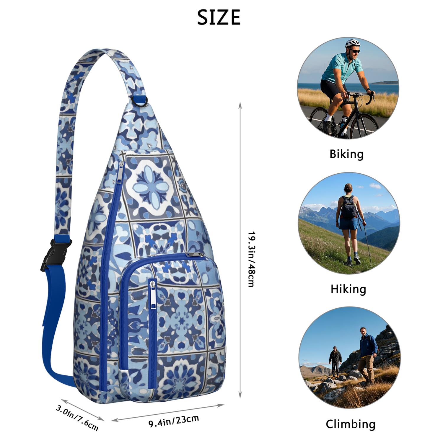 Small Sling Bag Crossbody Shoulder Backpack Gym Sports Travel Hiking Daypack Chest Bag Small Backpack for Travelers Office Workers Bohemian Tribal