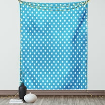 Blue Tapestry, Retro Style Pattern with Little White Polka Dots Geometrical Vintage Inspirations, Wall Hanging for Bedroom Living Room Dorm Decor, 40W X 60L Inches, Blue White, by Ambesonne