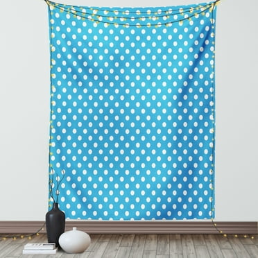 Blue Tapestry, Retro Style Pattern with Little White Polka Dots Geometrical Vintage Inspirations, Wall Hanging for Bedroom Living Room Dorm Decor, 40W X 60L Inches, Blue White, by Ambesonne