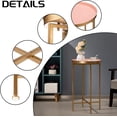 thumbnail image 5 of Small Round Metal End Table, Accent Indoor&Outdoor Coffee Side Table, Snack Sofa Table for Living Room, Anti-Rust Decorative Plant Stand, (D) 14.5" x(H) 25", Gold&Pink, 5 of 8