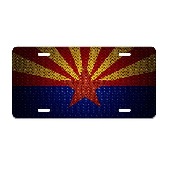 Smoaffly Arizona Flag Decorative Car Front, The 48th State Metal Car Plate, License Plate, Vanity Tag, Aluminum Novelty License Plate for Car 6×12 Inch