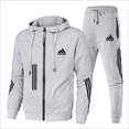 thumbnail image 2 of Sudadera y pantalón con capucha para hombre, traje de 2 piezas con cremallera, transpirable, de alta calidad, moderno, adecuado para primavera y otoño, 2, 2 of 5