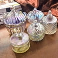thumbnail image 4 of 2 Pcs Glass Candy Jar with Lid Decorative Candy Bowl Crystal Covered Storage Jar, 4 of 4