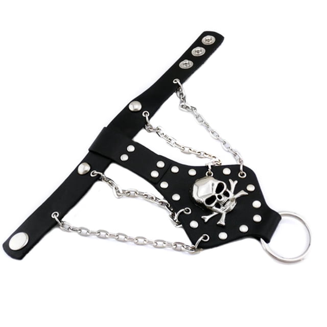 Brazalete Yuyangstore Anillo de brazalete cráneo Punk Hombre Aleación Remache Studs Cuero