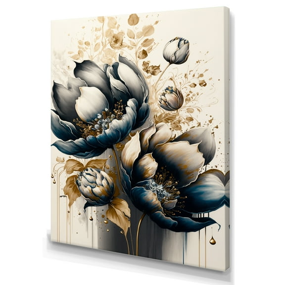 Designart Black And White Watercolor Roses I Canvas Wall Art