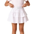 thumbnail image 2 of LJEFF Girls Ruffle Tiered Mini Skirt, Cute Flowy Elastic High Waist Drawstring Summer Casual A-Line Skirts for Girls White Size 8 T, 2 of 8