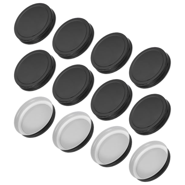 12 Pcs Tapas de Frascos Mason, Tapas de Hojalata de Colores para Fermentación y Conservación, Negro (86mm)