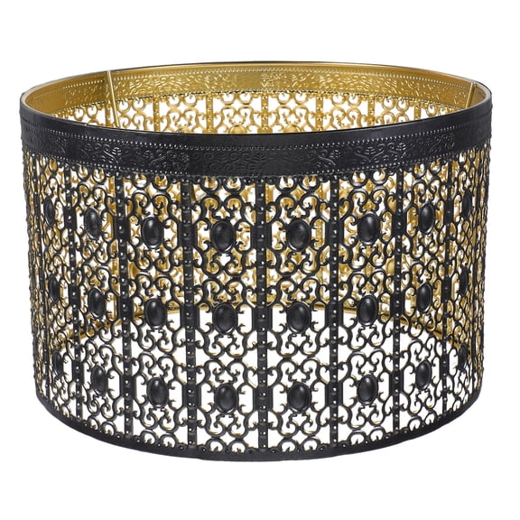 LOLIPPYY Modern Black Lamp Shade, Hollow Out Metal Lampshade for Table Lamp, Bedroom Nightstand and Living Room Decor