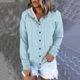 thumbnail image 2 of FAIWAD Women Long Sleeve Zip Hoodies Jacket Button Down Plus Size Solid Color Sweatshirt with Pocket (Small, Light Blue), 2 of 6