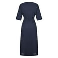 thumbnail image 4 of Bigersell Womens Dresses Women's Cotton Linen Short Sleeve Dress hrobe Style Lace Up Cardigan Dress formal Dresses for Female Women's Plus Maxi Dresses, Style 17887, Navy L, 4 of 9
