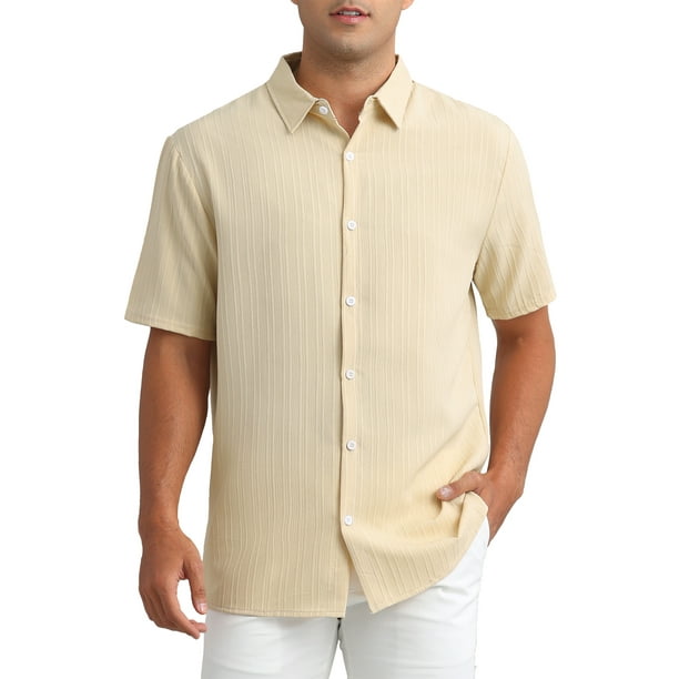 CAMISAS DE HOMBRE CORTA MANGA BOTÓN PLAYA VERANO PUNTA PARA EL DÍA DEL PADRE 2XL CAQUI