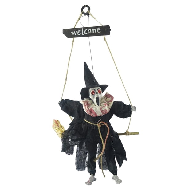 Fantasma Colgante de Decoracion Halloween Terror Eléctrico Colgante Disfraces de Cosplay de para de Cumpleaños Negro Macarena Juguetes de bruja de escoba de miedo
