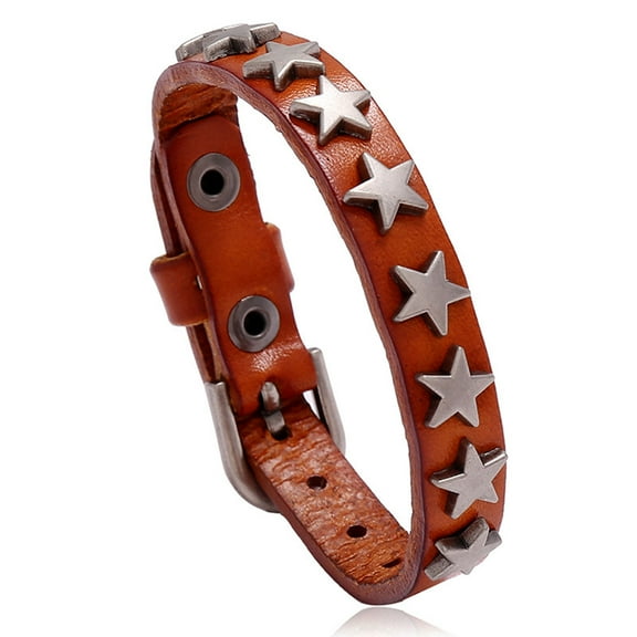 Vintage Star Leather Cuff Bracelets Adjustable Studded ​Bracelets Gothic Wristband Fashion Punk ​Jewelry Birthday Gift