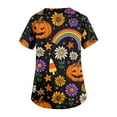 thumbnail image 3 of LHVUOA Halloween Scrub Tops for Women Plus Size Workwear V Neck Short Sleeve Halloween Cat Pumpkin Print Shirts Funny Halloween T Shirts Nurse Uniform Tee Shirts with Pockets, 3 of 5