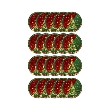 SLYNSHome 20Pcs Christmas Party Supplies,7 inch Paper Plates Disposable,Red & Green Xmas Tree Party Decorations & Favors