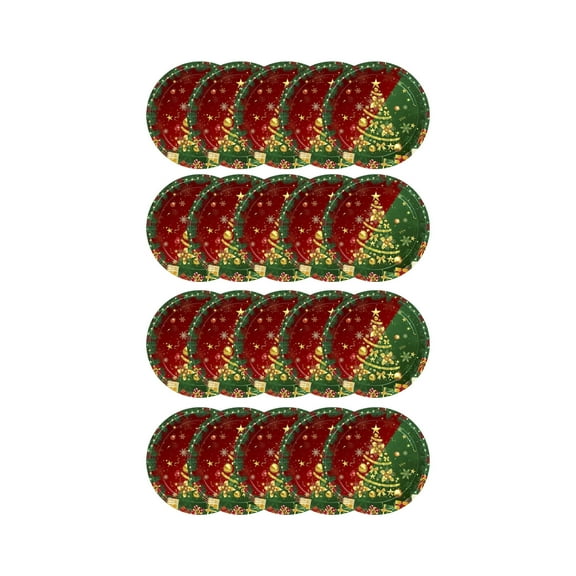 A 7 Inch Christmas Disposable Paper Plates Set Of 20 With Holiday Tree Design For Parties And Family Dinners