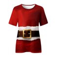 thumbnail image 3 of JFHHQ T-Shirt de Fin de Semaine pour Femmes T-Shirt Imprimé Festif pour Femmes Col Rond Doux Manches Courtes Haut Décontracté Blouse m Vin, 3 of 3