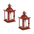 thumbnail image 2 of HomeRoots 517581 13 x 6 x 6 in. Flameless Floor Lantern Candle Holder Red - Set of 2, 2 of 5