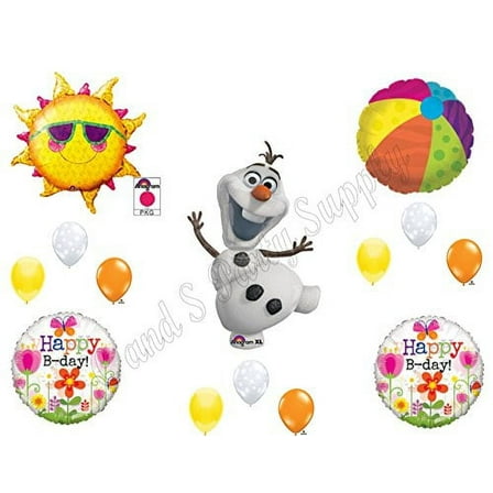 FUN IN the SUN FROZEN Olaf Happy Birthday Balloons Decoration Supplies Summer Elsa Anna