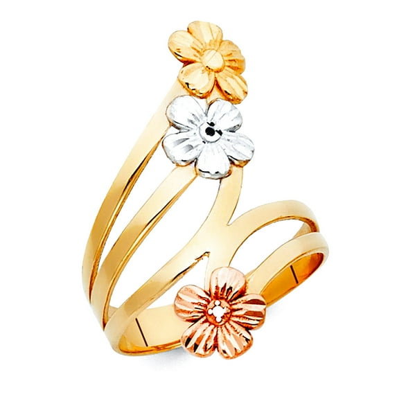 14k Yellow Gold Flower Ring Size 7 Ring for Women - 3.5 Grams
