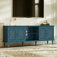 thumbnail image 2 of HLR Retro 67" TV Stand, for TVs up to 75", Living Room Entertainment Center with Carved Storage Cabinet, Blue, 2 of 9