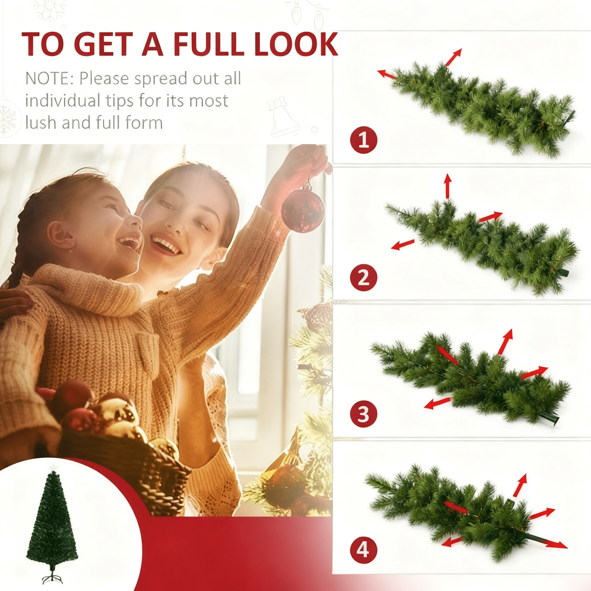 6ft Artificial Christmas Tree with Fiber Optic & LED Lights, Star Topper, Steel Base, 230 Tips for Christmas Decor