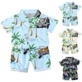 thumbnail image 4 of Odeerbi 1-8 Years Kids Boys Summer Hawaiian Outfits Cotton Beach Tropical Print Short Sleeve Shirt Shorts Set Graphic Casual Two-piece Set Kids Boys Clothes, 4 of 4