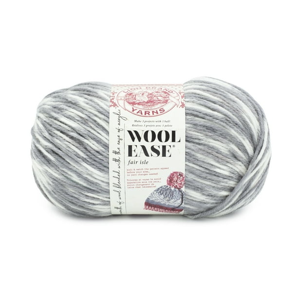 Lion Brand Wool-Ease Fair Isle Yarn-Ice/Grey 