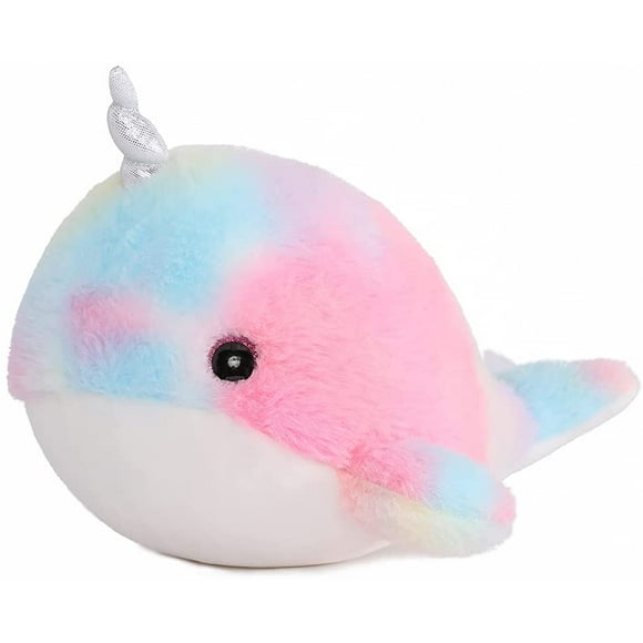 Cute Narwhal Plush Toy Colorful Narwhal Stuffed Animal Soft Cetacean Plush Pillow Gift for Birthday Valentines Girlfriend Kids(45cm)