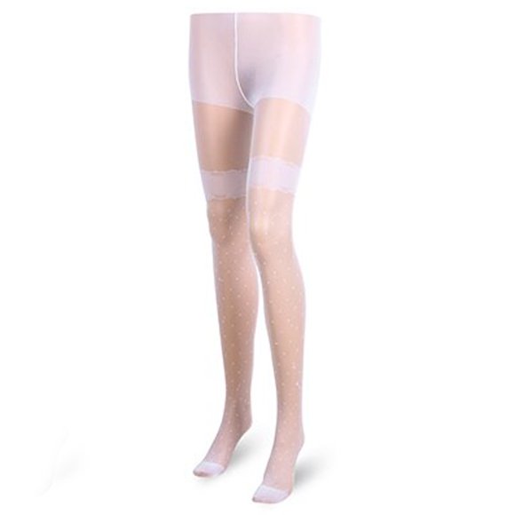 GDREDA Long Socks for Women Sexy Vintage Stockings Dot Print Thin Mesh Pantyhose White,