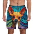 thumbnail image 2 of Picia Colorful Textured Chihuahua pattern Mens Swim Trunks with Compression Liner Stretch Beach Shorts Quick Dry with Zipper Pockets No-Chafing Board Shorts-Medium, 2 of 9