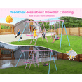 thumbnail image 7 of VIBESPARK 700lbs Swing Sets for Backyard, 6 in 1 Multifunction Swingset Outdoor for Kids Playground, Larger Outside Playset with 3 Adjustable Swings, Climbing Ladder and Net, Basketball Hoop, Pink, 7 of 7