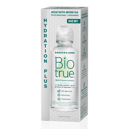 Biotrue Hydration Plus Multi-Purpose Eye Contact Lens Solution and Cleaner for Soft Contacts, 4 fl oz