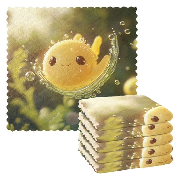6 Pieces of Kitchen Towels 11x11Inch Kitchen Dish Cloths Kitchen Dish Towels Reuseable Cleaning Cloths Yellow Ball