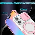 thumbnail image 3 of ELEHOLD Rugged Case for iPhone 17 with Sliding Camera Lens Cover Rotation Ring Holder Stand Function Compatible with Mag Safe Shockproof Cover for iPhone 17 - White+Pink, 3 of 10
