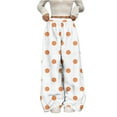 thumbnail image 3 of Palazzo Pajama Pants Women Baggy Wide Leg Fleece Lounge Pants Loose Fit Polka Dot Pajama Pants 2025 Fashion Fall Winter Elastic Waist Pjs Sleep Bottoms Orange XXL, 3 of 5