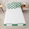 thumbnail image 4 of Erosebridal Geometric Check Print Zipper Twin Comforter Sets with Fitted Sheet and 2 Pillowcases,Green Gingham Zipper Bedding Set For Boys,4 Pieces, 4 of 7