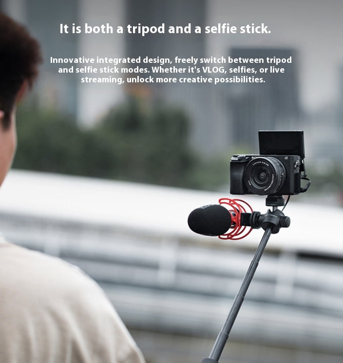 Camera Tripod Selfie Stick - Bigcan Compact Vlogging Tripod with Ball Head, Quick Release Mount and 360° Swivel for Action Camera, Smartphone, Mirrorless Camera