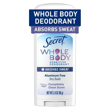 Secret Whole Body Aluminum-Free Dry Feel Stick and Absorbs Sweat, Deodorant Stick for Women, Completely Clean Scent, 2.4oz