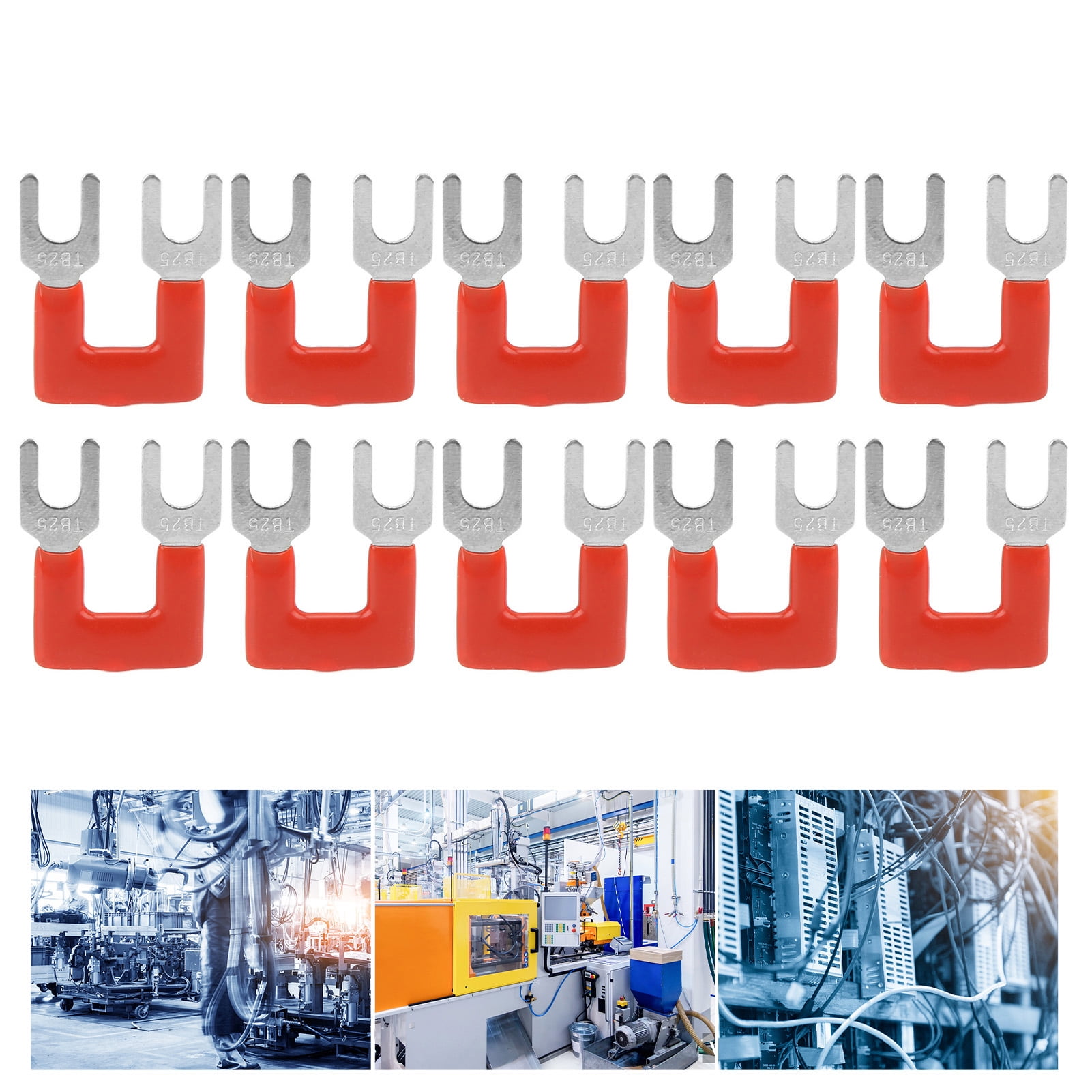 10Pcs Fork Type Terminal Blocks Strip, 3 Sizes 25A Copper Material TB