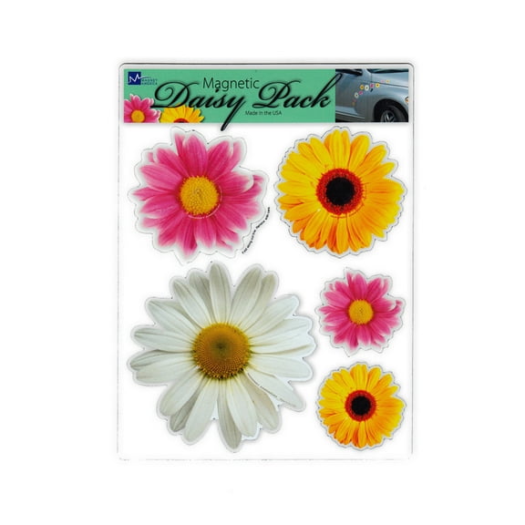 Magnet Variety Pack (5 Magnets) - Daisy Flowers (Multiple Colors) - Refrigerators, Cars, Mailboxes, Decoration - 2" to 4" Wide (Each Flower)