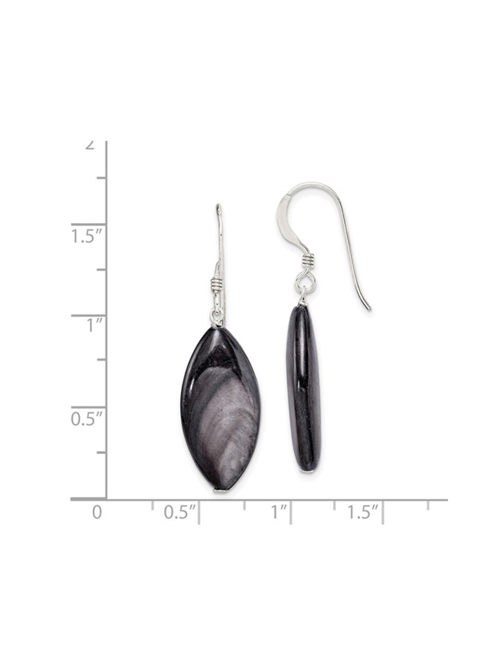 Gem & Harmony Dark Grey Mother of Pearl Earrings in Sterling Silver for Women