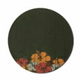 thumbnail image 1 of Floral Mouse Pad for Computers, Abstract Wooden Backdrop with Hawaiian Romantic Flowers Buds Blooms Leaves, Round Non-Slip Thick Rubber Modern Mousepad, 8" Round, Amber Red Army Green, by Ambesonne, 1 of 2