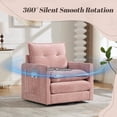 thumbnail image 2 of 360°Swivel Accent Chair, Upholstered 28''W Oversized Armchair, PAPROOS Barrel Chair Reading Armchair with Side Pockets & Cushion, Modern Accent Chair with Metal Base for Living Room Bedroom, Pink, 2 of 8