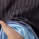 thumbnail image 5 of Blusa y camisa de manga larga con cuello alto para hombre, estilo informal, a rayas, con cuello alto, tipo cárdigan, camisa con botones, blusa de poliéster para hombre, 5 of 9