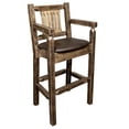 thumbnail image 2 of Homestead Collection Counter Height Captain's Barstool - Saddle Upholstery, Stain & Lacquer Finish, 2 of 3