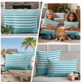 thumbnail image 5 of Blue Anchor Outdoor Waterproof Pillow Covers, Modern Nautical White Geometric Stripes Decorative Square Throw Pillowcase Sofa Cushion Sham for Patio/Couch/Chair, 24"x24" 2 Pack, 5 of 8