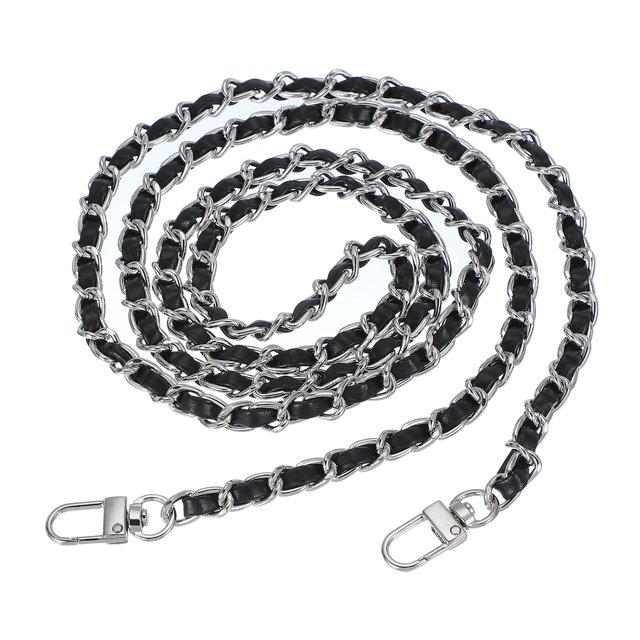 Uxcell Leather Purse Handle Strap, 55 Inch DIY Chain Strap Replacement for Handbag Shoulder Bag, Black