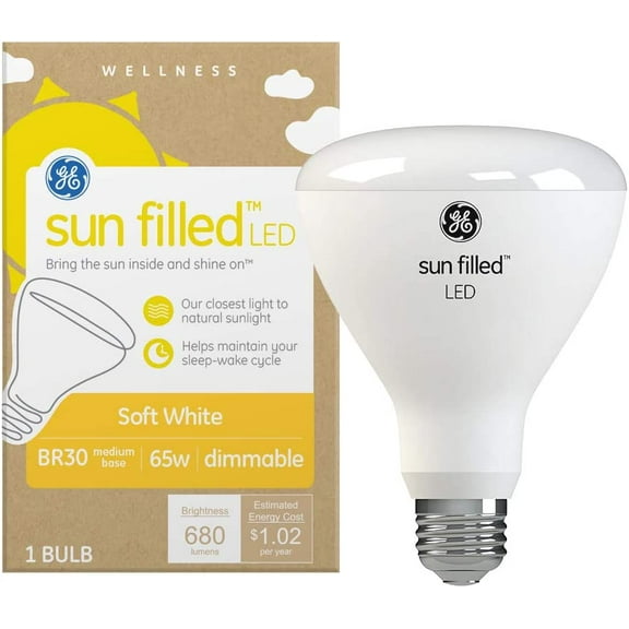 PLUHKN-Sun Filled LED Light Bulbs, 65 Watt, Soft White, BR30 Indoor Floodlight (1 Pack)