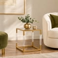 thumbnail image 4 of DecMode 19" x 20" Gold Metal Cube Shaped Accent Table with Clear Glass Top and Acrylic Legs, 1-Piece, 4 of 12